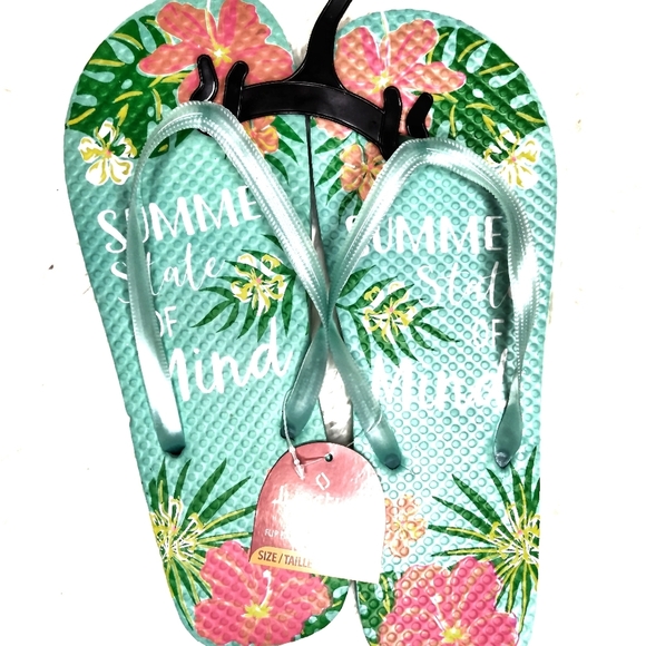 5 for $10 🥳 Summer State of Mind teal turquoise flip flop sandals - Picture 1 of 2